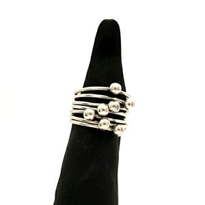 Sterling Silver MEXICO 925 Interlocked Stacked Ball Ring